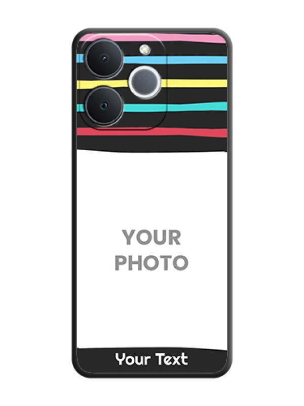 Custom Multicolor Lines with Image On Space Black Custom Soft Matte Mobile Back Cover - Realme Narzo 80 Lite 4G - alternate view