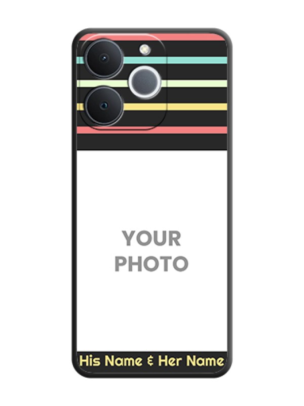 Custom Color Stripes with Photo and Text on Photo On Space Black Custom Soft Matte Mobile Back Cover - Realme Narzo 80 Lite 4G - alternate view