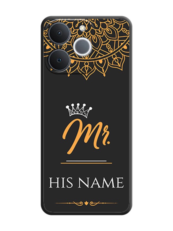 Custom Mr Name with Floral Design On Space Black Custom Soft Matte Mobile Back Cover - Realme Narzo 80 Lite 4G - alternate view