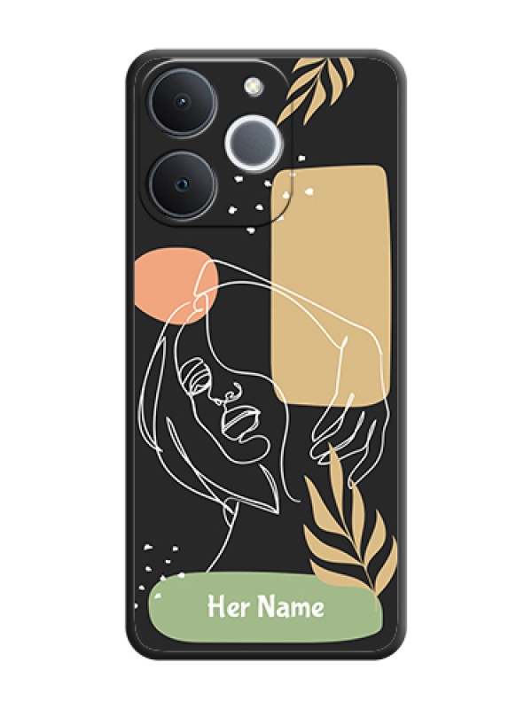 Custom Custom Text With Line Art Of Women & Leaves Design On Space Black Custom Soft Matte Mobile Back Cover - Realme Narzo 80 Lite 4G - alternate view