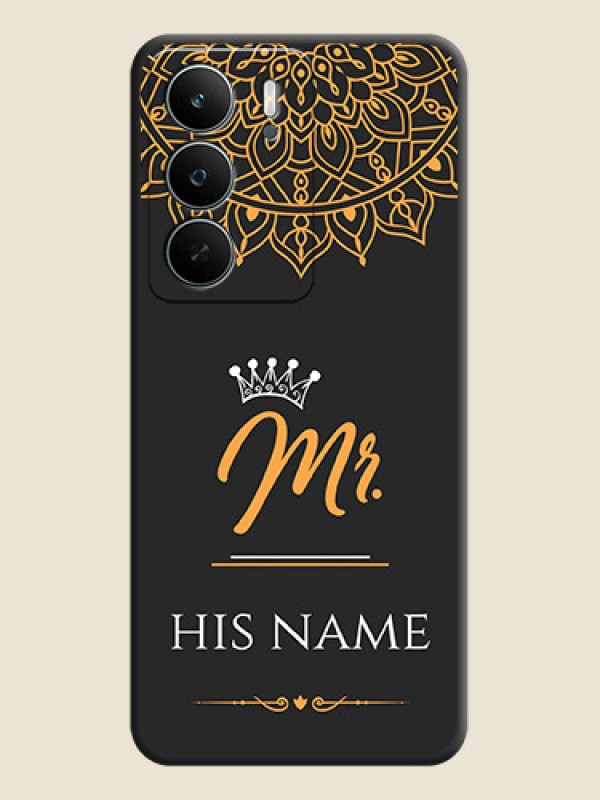 Custom Mr Name with Floral Design On Space Black Custom Soft Matte Mobile Back Cover - Narzo 80 Lite - alternate view