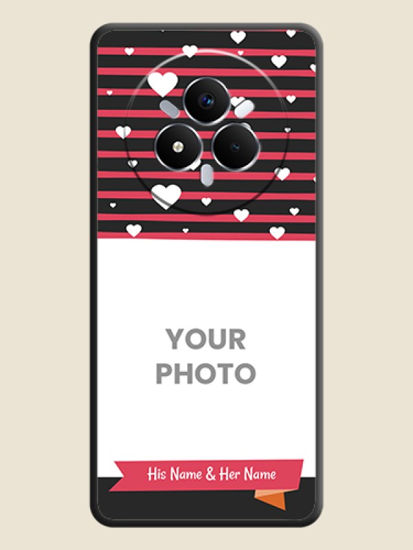 Custom White Color Love Symbols with Pink Lines Pattern On Space Black Custom Soft Matte Mobile Back Cover - Realme Narzo 80 Pro 5G - alternate view