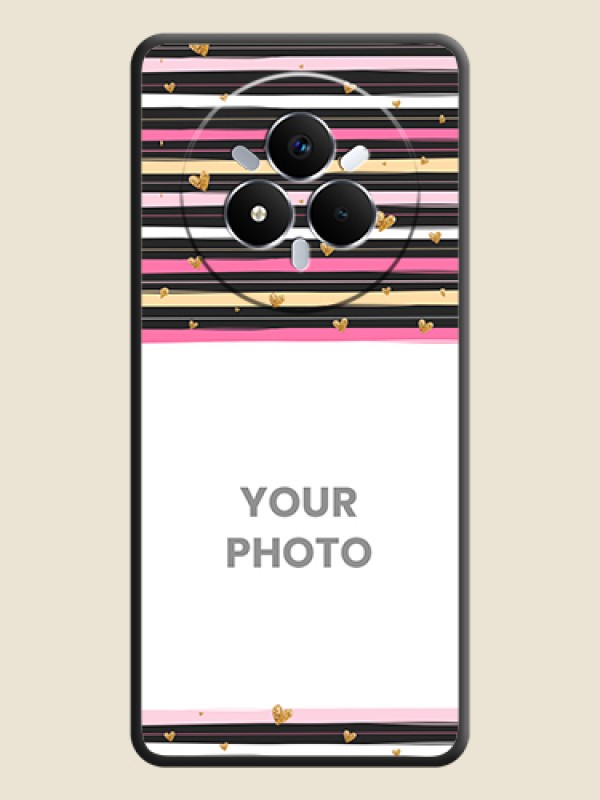 Custom Multicolor Lines and Golden Love Symbols Design on Photo On Space Black Custom Soft Matte Mobile Back Cover - Realme Narzo 80 Pro 5G - alternate view