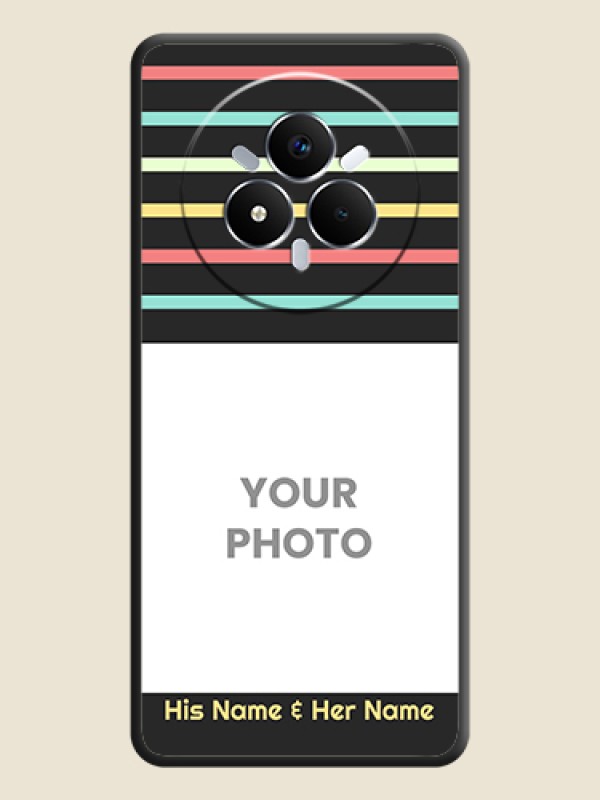 Custom Color Stripes with Photo and Text on Photo On Space Black Custom Soft Matte Mobile Back Cover - Realme Narzo 80 Pro 5G - alternate view