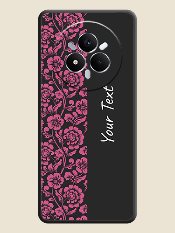 Custom Pink Floral Pattern Design With Custom Text On Space Black Custom Soft Matte Mobile Back Cover - Realme Narzo 80 Pro 5G - alternate view