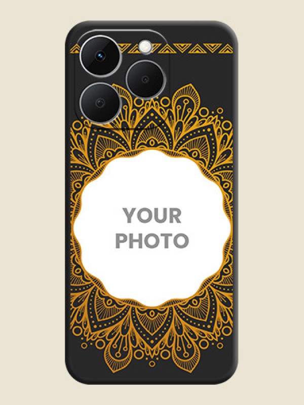 Custom Round Image with Floral Design On Space Black Custom Soft Matte Mobile Back Cover - Realme Narzo 90 5G - alternate view