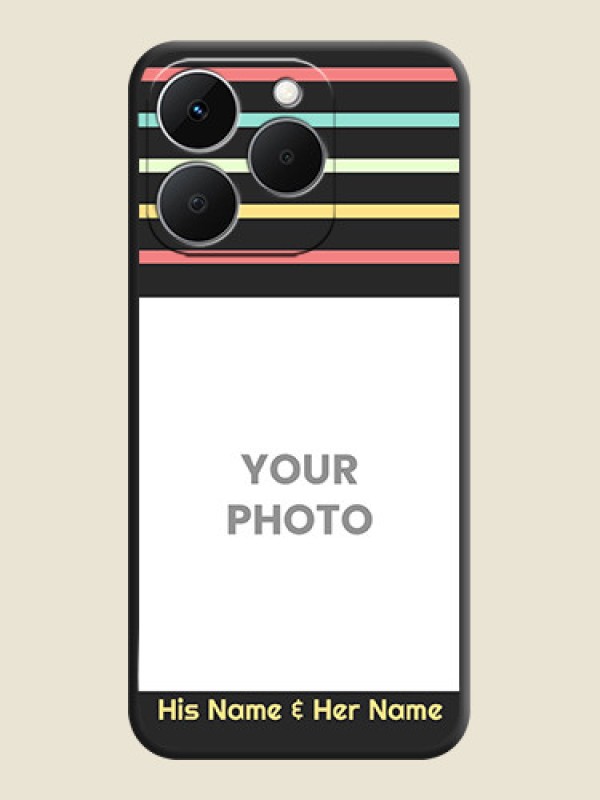 Custom Color Stripes with Photo and Text on Photo On Space Black Custom Soft Matte Mobile Back Cover - Realme Narzo 90 5G - alternate view