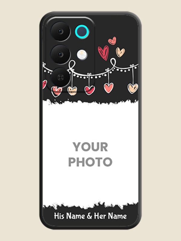 Custom Pink Love Hangings with Name On Space Black Custom Soft Matte Mobile Back Cover - Realme Narzo 90x 5G - alternate view