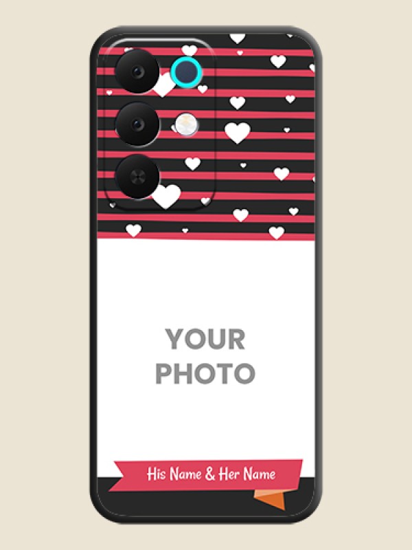 Custom White Color Love Symbols with Pink Lines Pattern On Space Black Custom Soft Matte Mobile Back Cover - Realme Narzo 90x 5G - alternate view