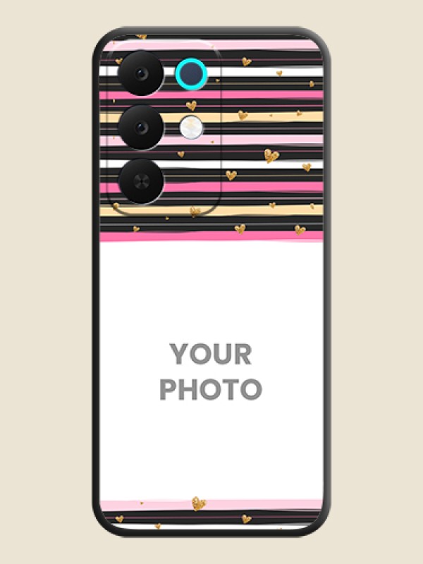 Custom Multicolor Lines and Golden Love Symbols Design on Photo On Space Black Custom Soft Matte Mobile Back Cover - Realme Narzo 90x 5G - alternate view