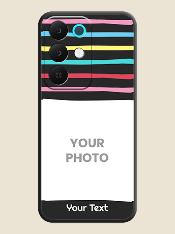 Custom Multicolor Lines with Image On Space Black Custom Soft Matte Mobile Back Cover - Realme Narzo 90x 5G - alternate view