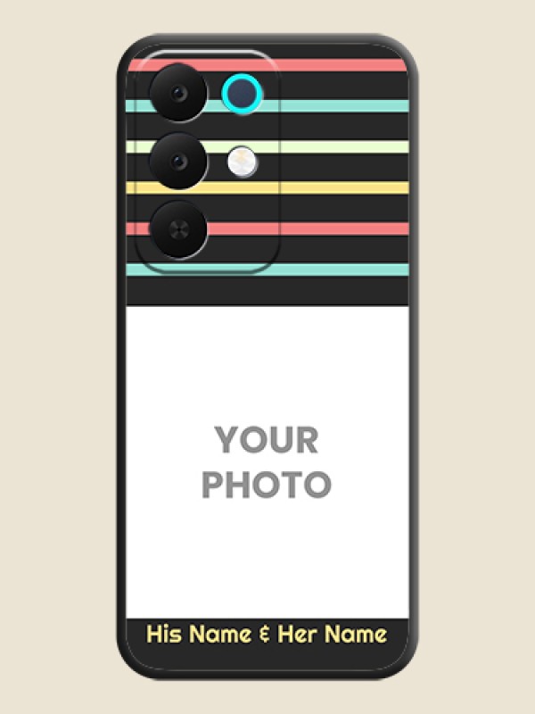 Custom Color Stripes with Photo and Text on Photo On Space Black Custom Soft Matte Mobile Back Cover - Realme Narzo 90x 5G - alternate view