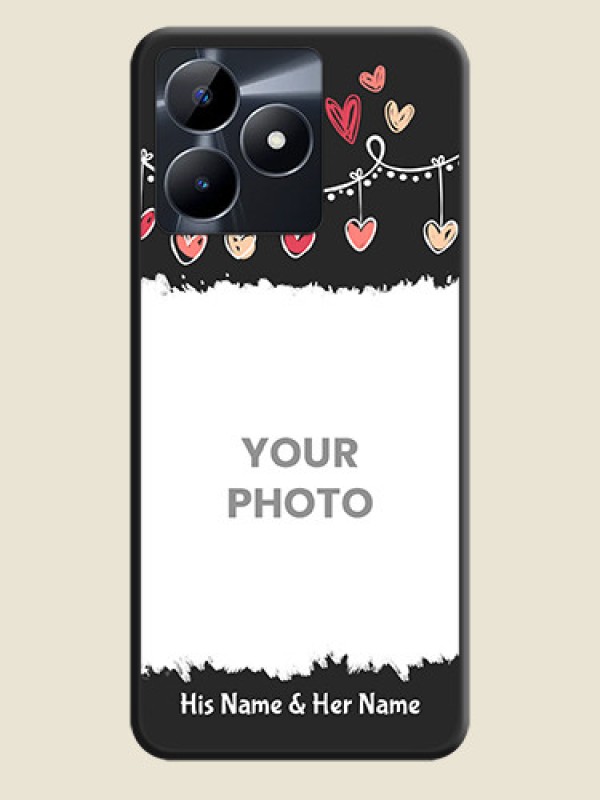 Custom Pink Love Hangings with Name on Space Black Custom Soft Matte Phone Cases - Realme Narzo N53 - alternate view
