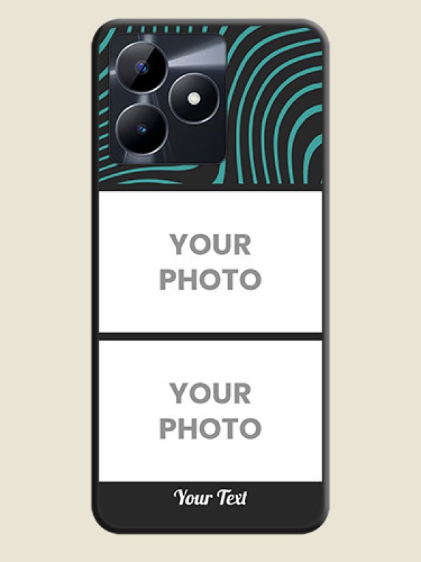Custom Wave Pattern with 2 Image Holder on Space Black Personalized Soft Matte Phone Covers - Realme Narzo N53 - alternate view