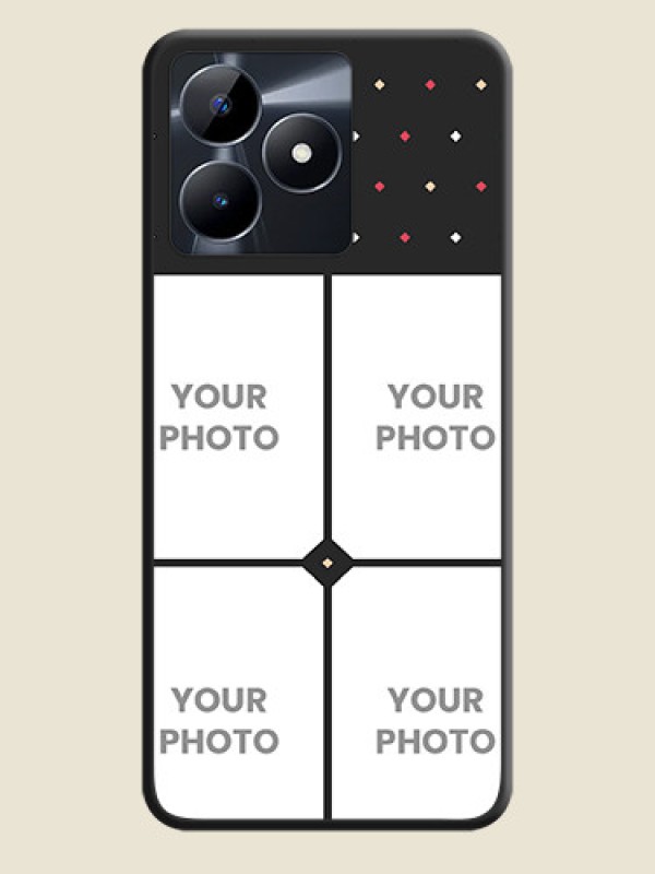 Custom Multicolor Dotted Pattern with 4 Image Holder on Space Black Custom Soft Matte Phone Cases - Realme Narzo N53 - alternate view