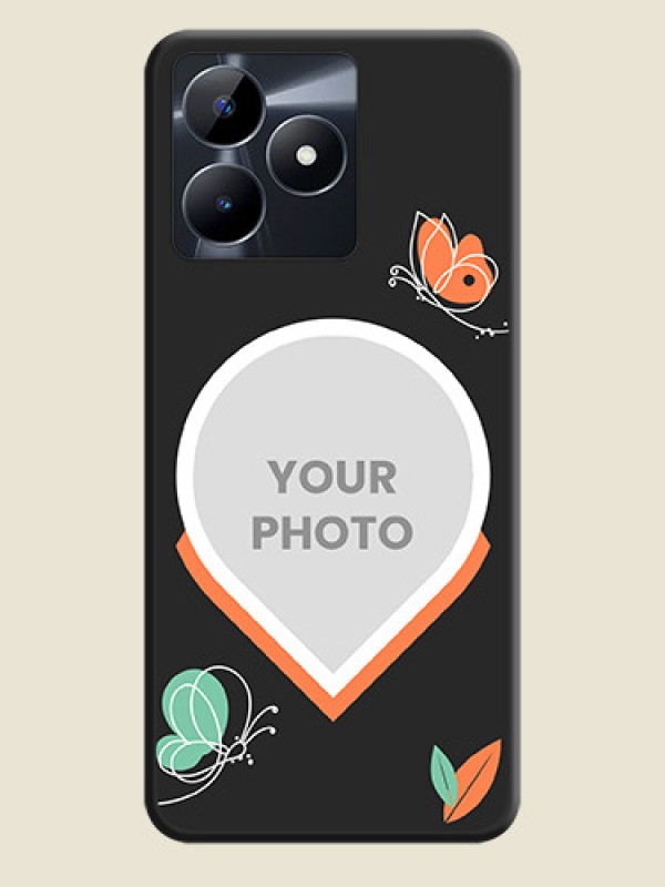 Custom Upload Pic With Simple Butterly Design On Space Black Personalized Soft Matte Phone Covers - Realme Narzo N53 - alternate view