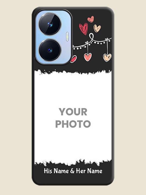 Custom Pink Love Hangings with Name on Space Black Custom Soft Matte Phone Cases - Realme Narzo N55 - alternate view