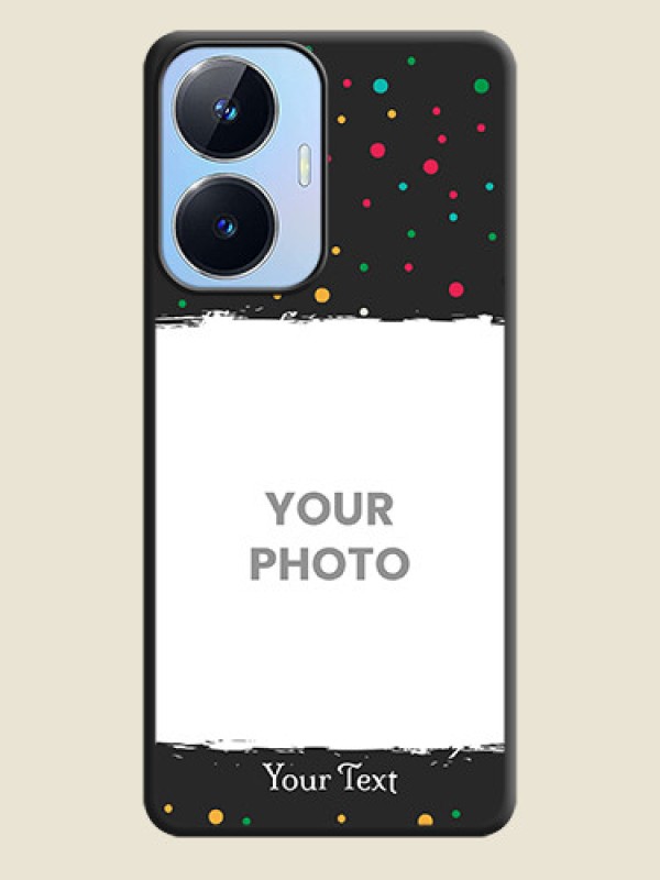 Custom Multicolor Dotted Pattern with Text on Space Black Custom Soft Matte Phone Back Cover - Realme Narzo N55 - alternate view