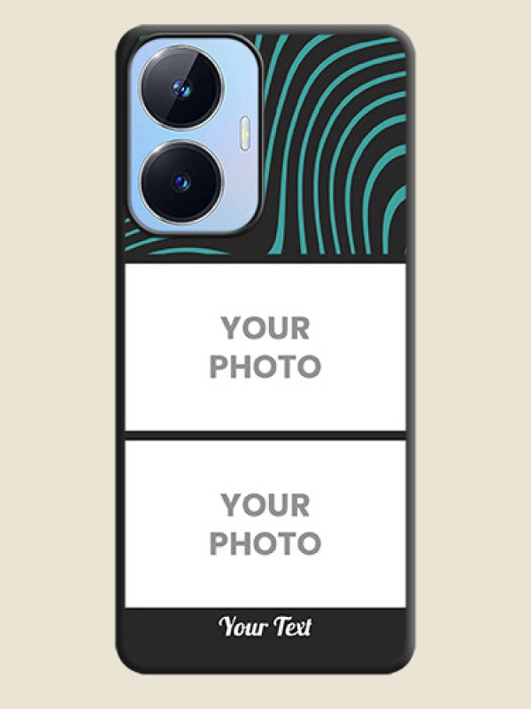 Custom Wave Pattern with 2 Image Holder on Space Black Personalized Soft Matte Phone Covers - Realme Narzo N55 - alternate view