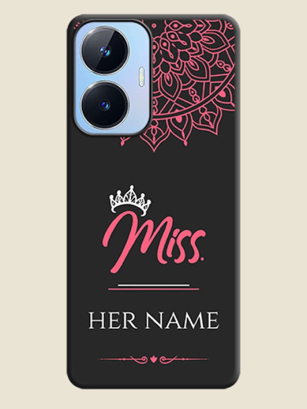 Custom Mrs Name with Floral Design on Space Black Personalized Soft Matte Phone Covers - Realme Narzo N55 - alternate view