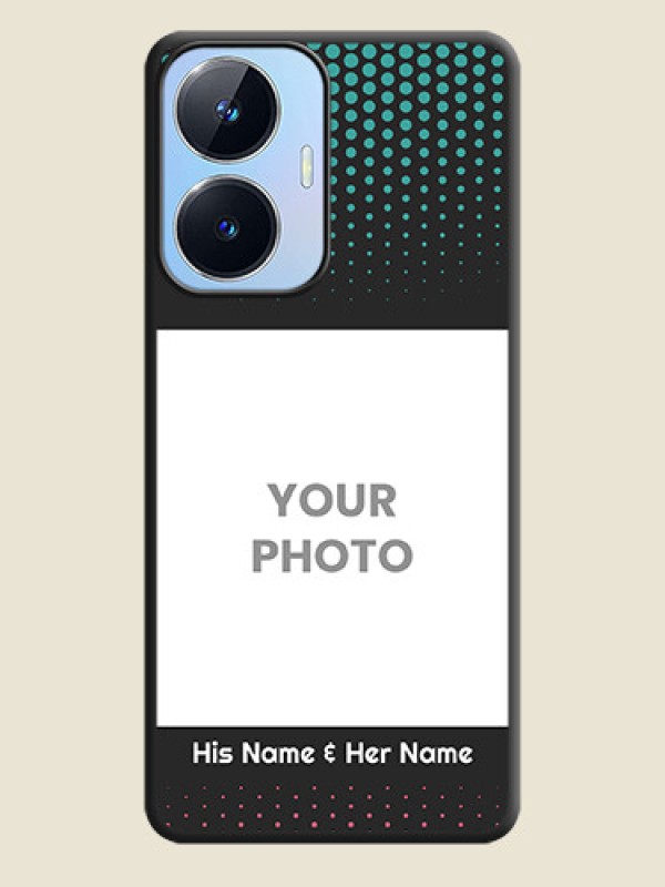 Custom Faded Dots with Grunge Photo Frame and Text on Space Black Custom Soft Matte Phone Cases - Realme Narzo N55 - alternate view
