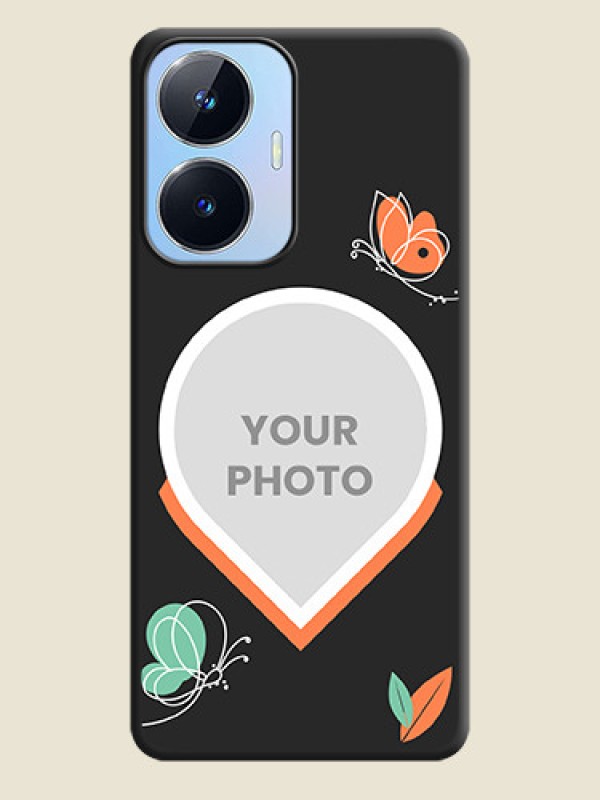 Custom Upload Pic With Simple Butterly Design On Space Black Personalized Soft Matte Phone Covers -Realme Narzo N55 - alternate view
