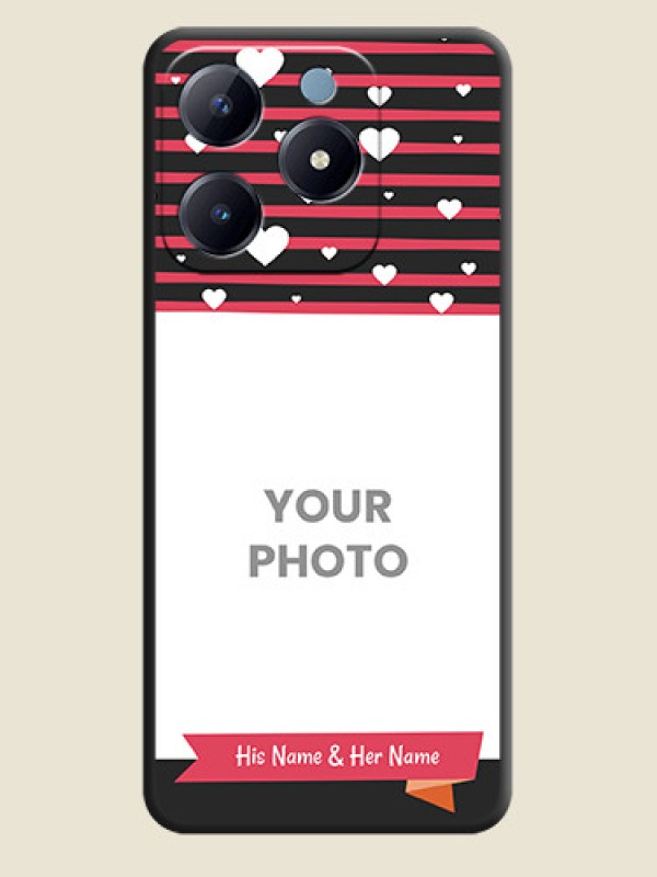 Custom White Color Love Symbols with Pink Lines Pattern On Space Black Custom Soft Matte Mobile Back Cover - Realme Narzo N63 - alternate view