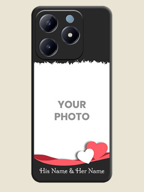 Custom Pin Color Love Shaped Ribbon Design with Text On Space Black Custom Soft Matte Mobile Back Cover - Realme Narzo N63 - alternate view