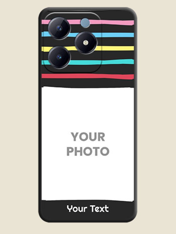 Custom Multicolor Lines with Image On Space Black Custom Soft Matte Mobile Back Cover - Realme Narzo N63 - alternate view