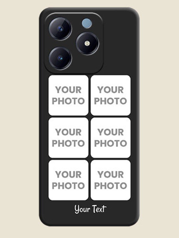 Custom Floral Art with 6 Image Holder on Photo On Space Black Custom Soft Matte Mobile Back Cover - Realme Narzo N63 - alternate view