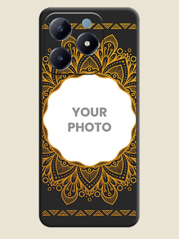Custom Round Image with Floral Design On Space Black Custom Soft Matte Mobile Back Cover - Realme Narzo N63 - alternate view