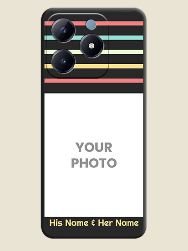 Custom Color Stripes with Photo and Text on Photo On Space Black Custom Soft Matte Mobile Back Cover - Realme Narzo N63 - alternate view