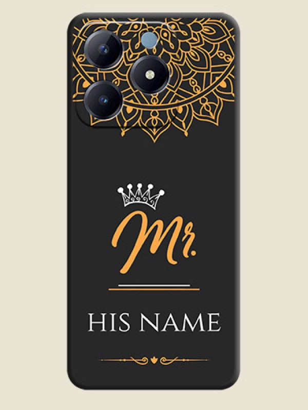 Custom Mr Name with Floral Design On Space Black Custom Soft Matte Mobile Back Cover - Realme Narzo N63 - alternate view