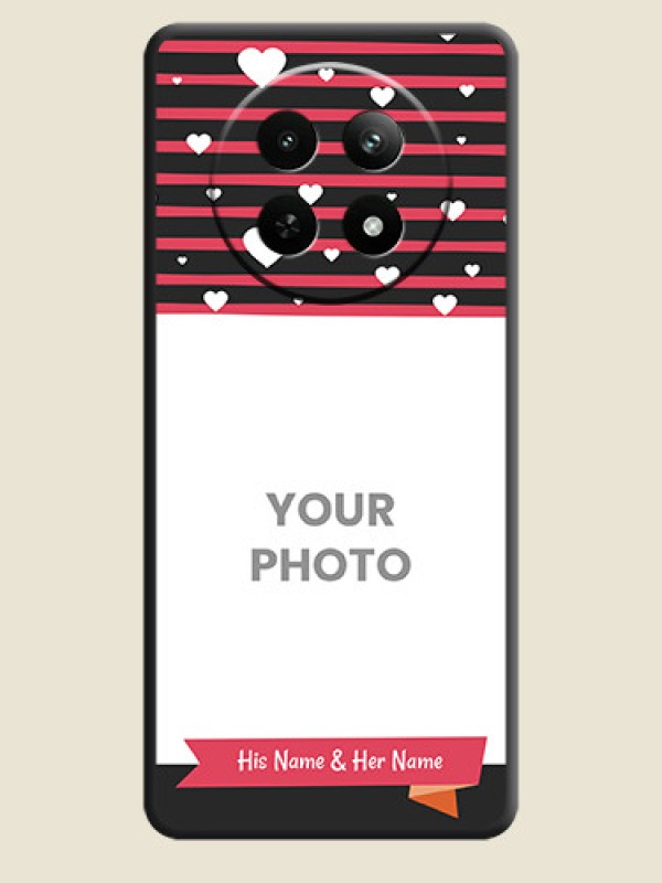 Custom White Color Love Symbols with Pink Lines Pattern on Space Black Custom Soft Matte Phone Cases - Realme Narzo N65 5G - alternate view