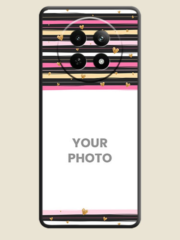 Custom Multicolor Lines and Golden Love Symbols Design - Photo on Space Black Soft Matte Mobile Cover - Realme Narzo N65 5G - alternate view