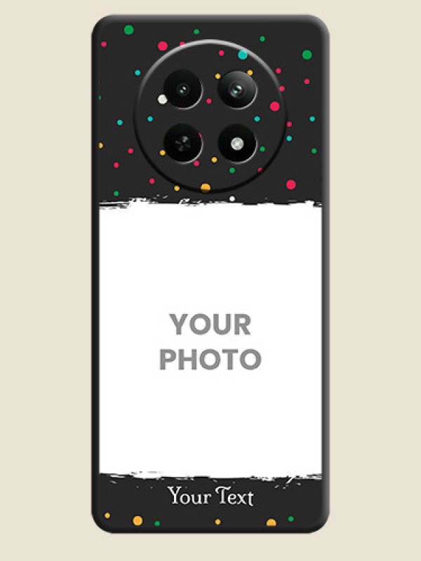 Custom Multicolor Dotted Pattern with Text on Space Black Custom Soft Matte Phone Back Cover - Realme Narzo N65 5G - alternate view
