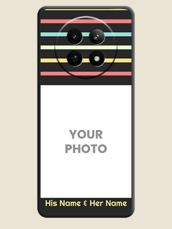 Custom Color Stripes with Photo and Text - Photo on Space Black Soft Matte Mobile Case - Realme Narzo N65 5G - alternate view