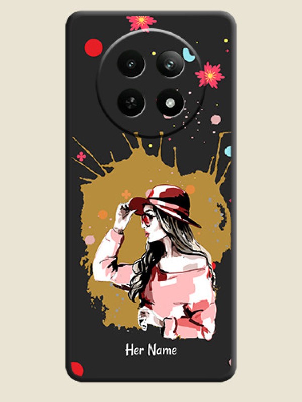 Custom Mordern Lady With Color Splash Background With Custom Text On Space Black Personalized Soft Matte Phone Covers - Realme Narzo N65 5G - alternate view