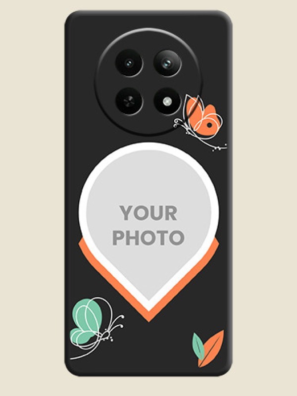 Custom Upload Pic With Simple Butterly Design On Space Black Personalized Soft Matte Phone Covers - Realme Narzo N65 5G - alternate view