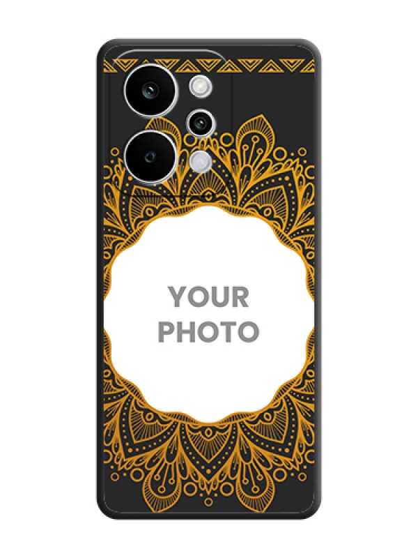 Custom Round Image with Floral Design On Space Black Custom Soft Matte Mobile Back Cover - Realme Narzo Power 5G - alternate view