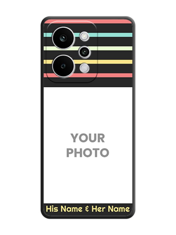 Custom Color Stripes with Photo and Text on Photo On Space Black Custom Soft Matte Mobile Back Cover - Realme Narzo Power 5G - alternate view