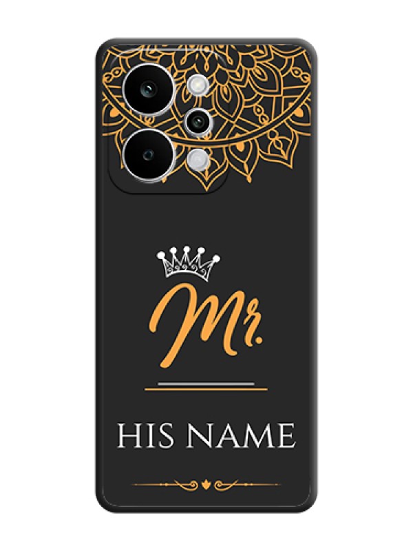 Custom Mr Name with Floral Design On Space Black Custom Soft Matte Mobile Back Cover - Realme Narzo Power 5G - alternate view