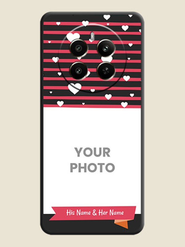 Custom White Color Love Symbols with Pink Lines Pattern on Space Black Custom Soft Matte Phone Cases - Realme P1 5G - alternate view