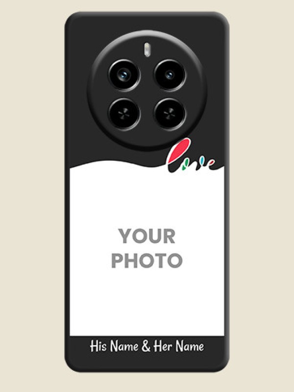 Custom Fall in Love Pattern with Picture on Photo On Space Black Custom Soft Matte Mobile Back Cover - Realme P1 Pro 5G - alternate view