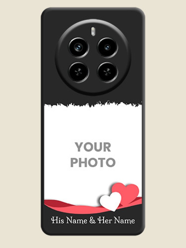Custom Pin Color Love Shaped Ribbon Design with Text On Space Black Custom Soft Matte Mobile Back Cover - Realme P1 Pro 5G - alternate view