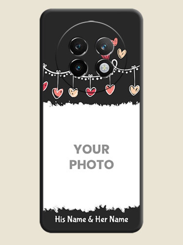 Custom Pink Love Hangings with Name On Space Black Custom Soft Matte Mobile Back Cover - Realme P1 Speed 5G - alternate view