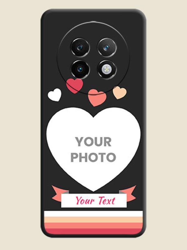 Custom Love Shaped Photo with Colorful Stripes On Space Black Custom Soft Matte Mobile Back Cover - Realme P1 Speed 5G - alternate view