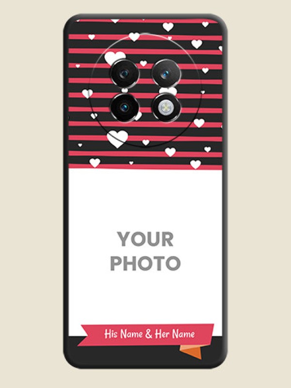 Custom White Color Love Symbols with Pink Lines Pattern On Space Black Custom Soft Matte Mobile Back Cover - Realme P1 Speed 5G - alternate view