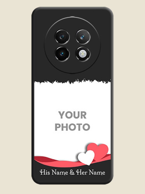 Custom Pin Color Love Shaped Ribbon Design with Text On Space Black Custom Soft Matte Mobile Back Cover - Realme P1 Speed 5G - alternate view