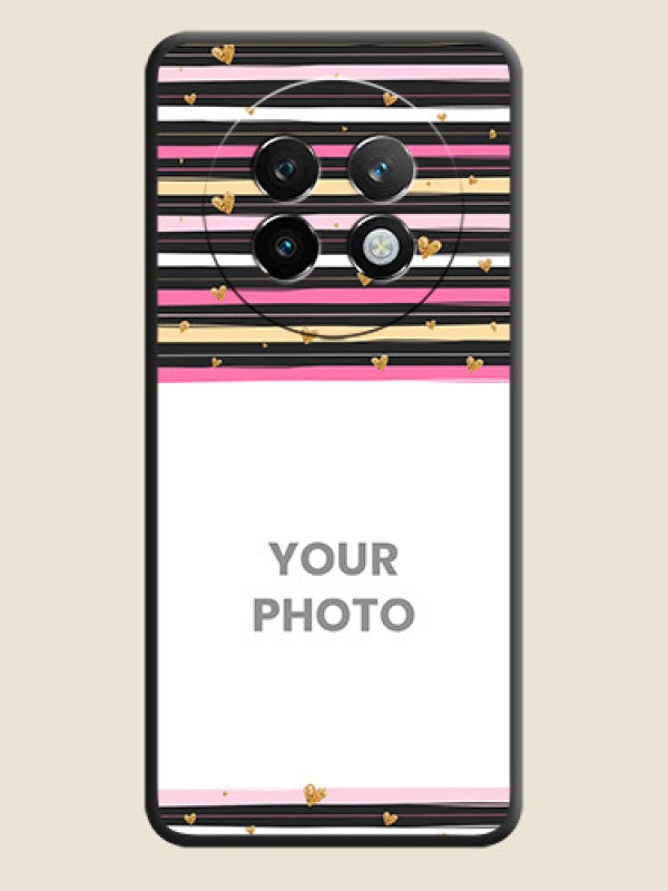 Custom Multicolor Lines and Golden Love Symbols Design on Photo On Space Black Custom Soft Matte Mobile Back Cover - Realme P1 Speed 5G - alternate view
